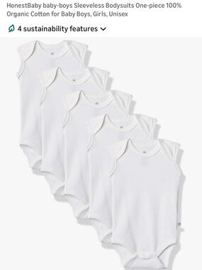 The Honest Company White Baby One-Piece Bodysuit Pack - 100% Organic Cotton